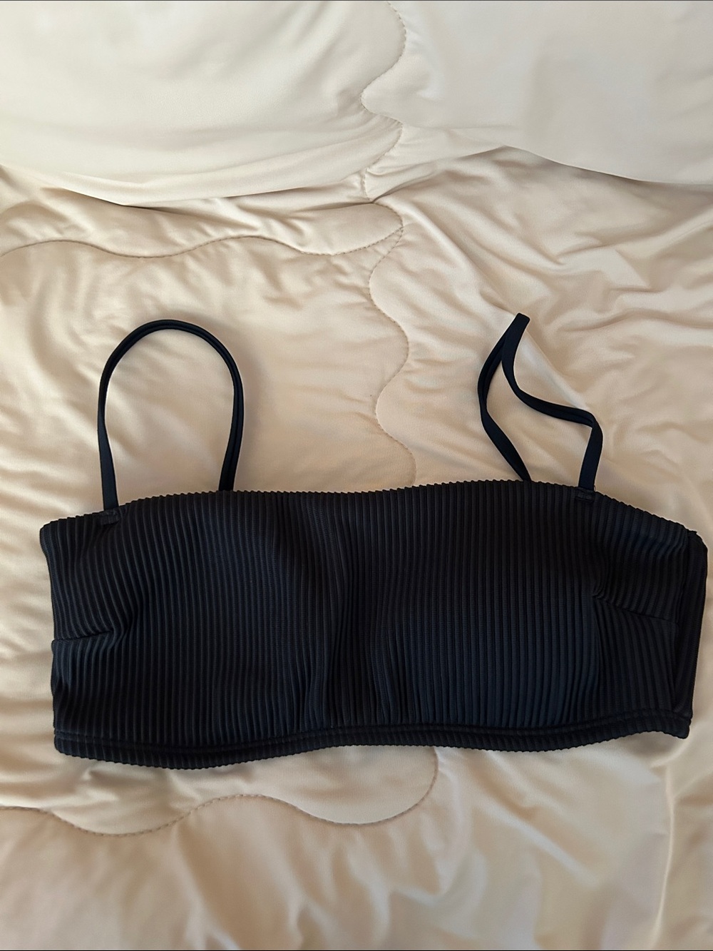 Hollister Black Ribbed Bikini Top with Adjustable Straps